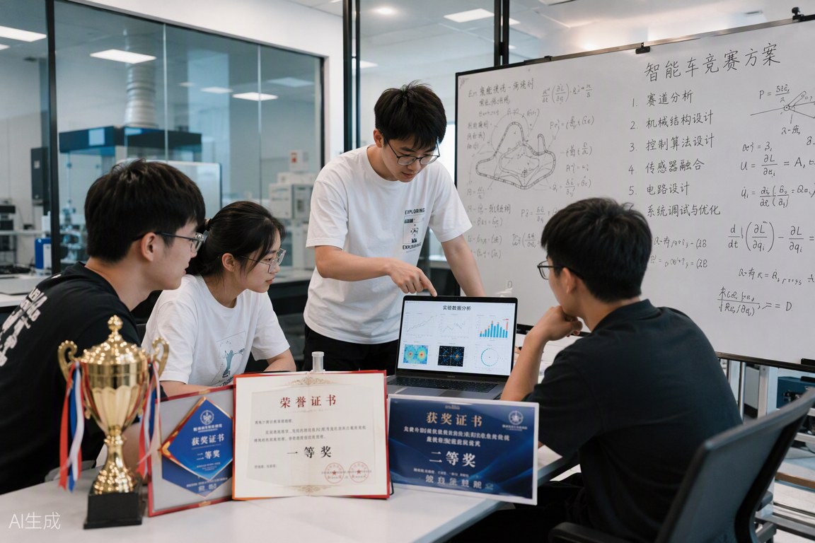 学生团队讨论竞赛方案与获奖展示