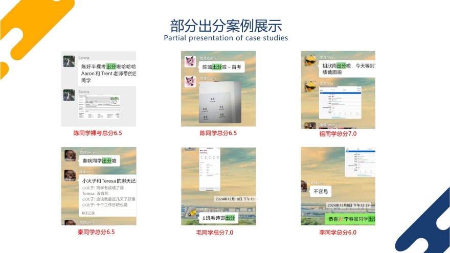 成都唯课国际教育部分学员高分上岸一览