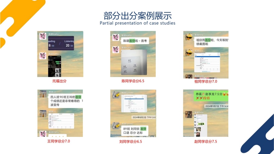 成都唯课国际教育部分学员高分上岸一览