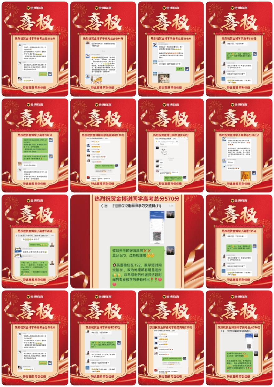 金博教育学员高考高分上岸一览