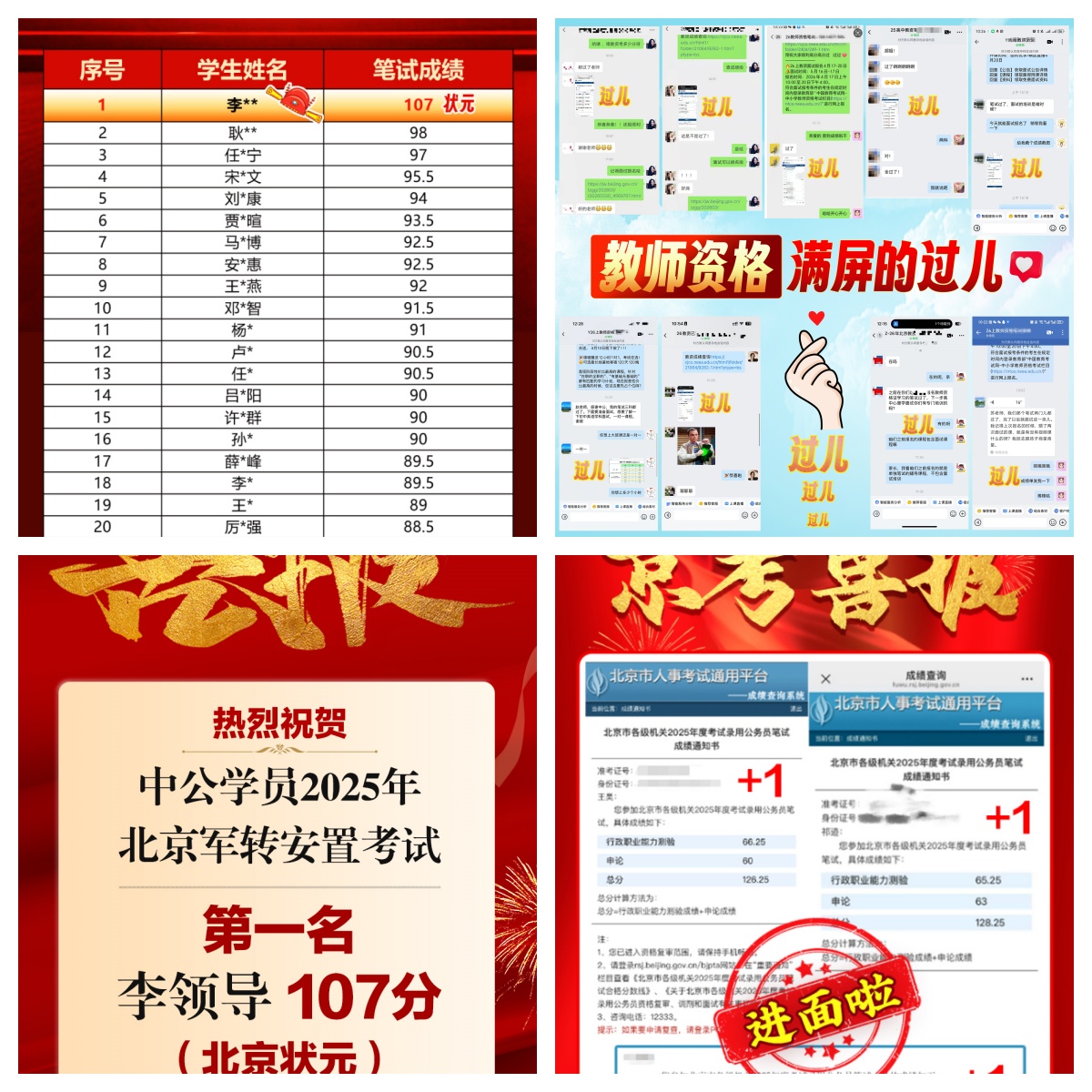 北京中公教育学员最新高分上岸出炉,快来围观吧!