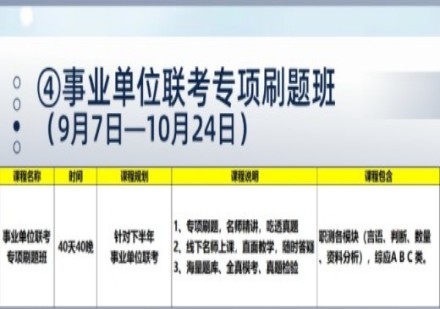 事业单位联考专项刷题班(9月7日一10月24日)